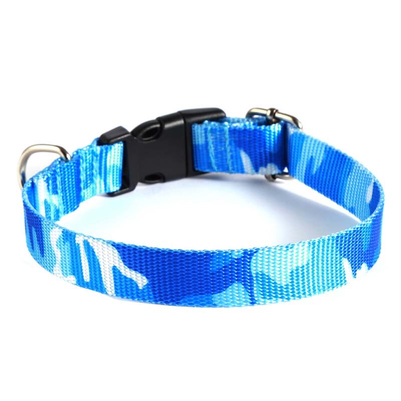 Camuflaje Azul Nylon Collar para perros y gatos Collar mediano grande y pequeños animales al aire libre paseo suministros Anti disturbios Rush de la correa de perro