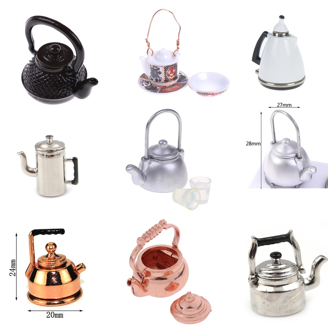 12 styles Doll Rack Boiling Water Kettle Coffee Grinder Bottles Phonograph Doll House Furniture Toys