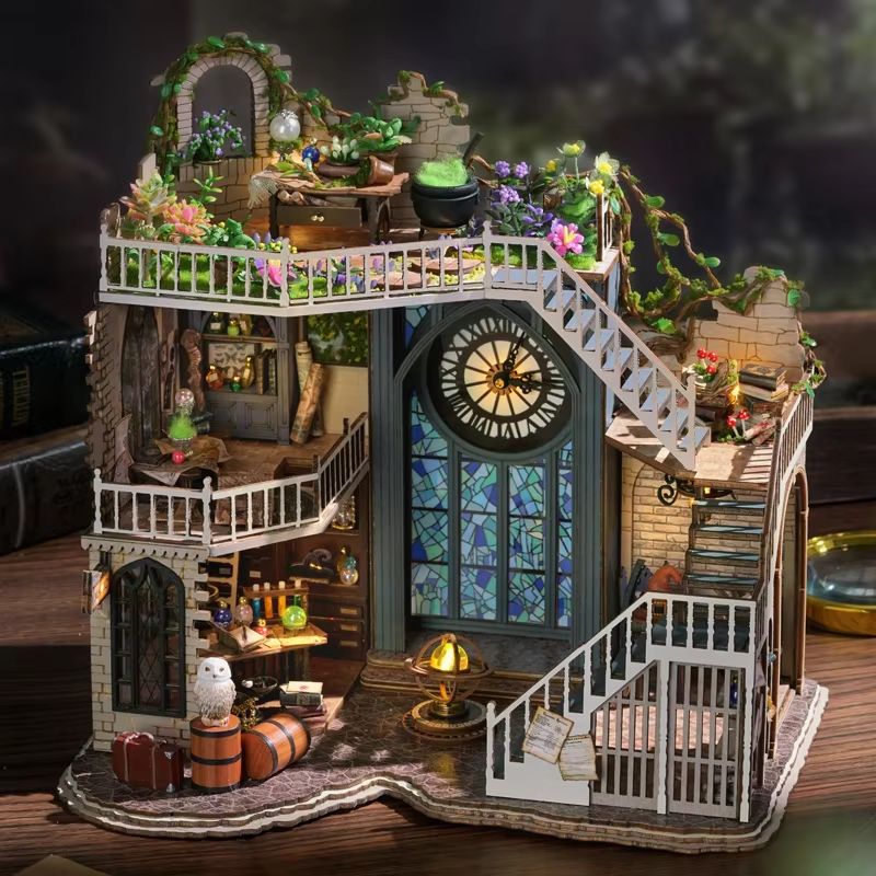 Cutebee DIY Puppenhaus Bausatz Japanischer Garten RV Holz Miniatur Puppenhaus Spielzeug für freundlicher Mädchen Erwachsene Mädchen: Gold