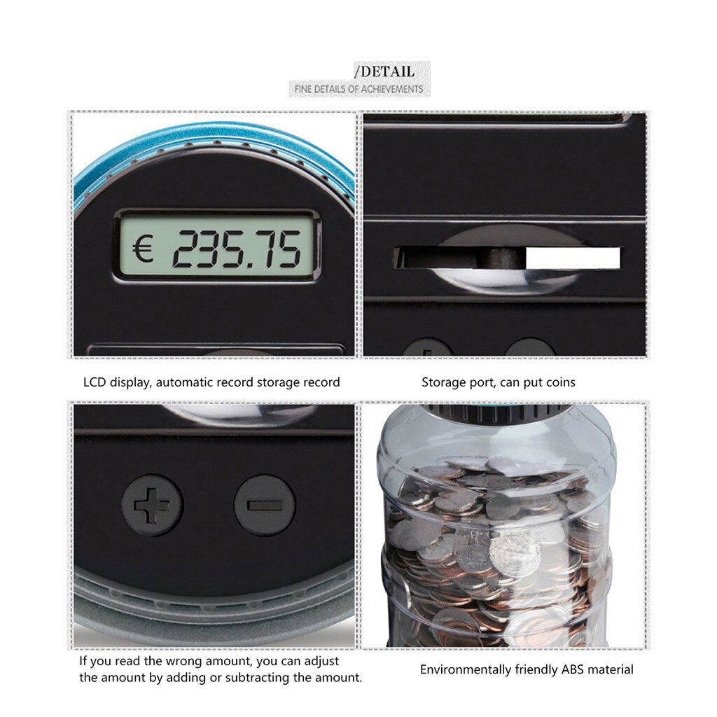 Tirelire numérique, pot d'économie d'énergie transparent avec écran LCD, pièce de monnaie USD EURO GBP, directe Z108