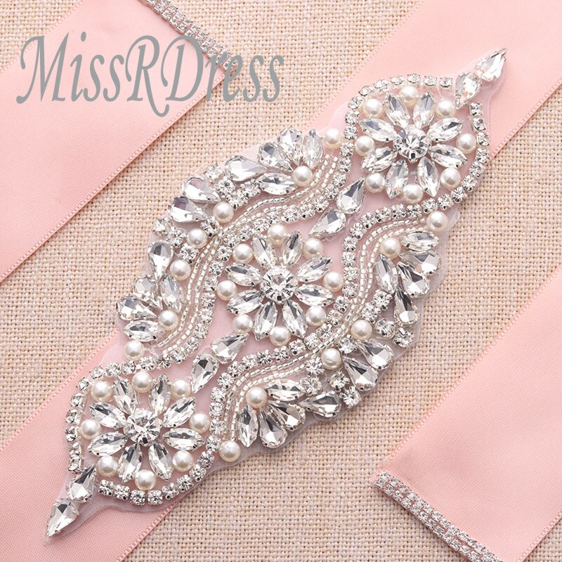 Missrdress Steentjes Wedding Riem Hand Kralen Bruids Riem Zilver Crystal Bridal Sash Voor Bruiloft Avondjurk JK851