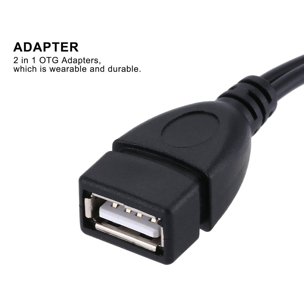 2022 2 In 1 OTG Micro USB Host Power Y Splitter USB Adapter 2 in 1 OTG Adapters micro usb male female to USB female cable