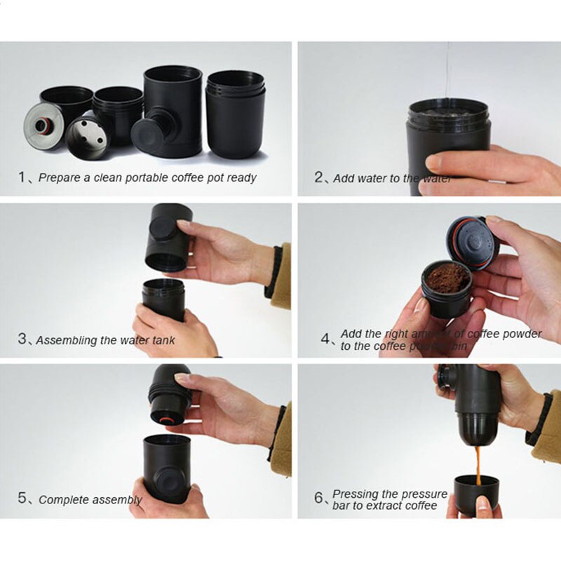 Hand Pressure Coffee Maker Espresso Cafetera Capsula Portable Manual Travel Mini Coffee Machine Maquina Cafe Portatil 8Bar