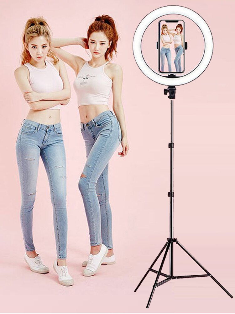 33Cm/13Inch Dimbare Led Selfie Ring Licht Met Statief Usb Selfie Licht Ring Lamp Grote Fotografie Ringlicht met Stand Voor Mobiele