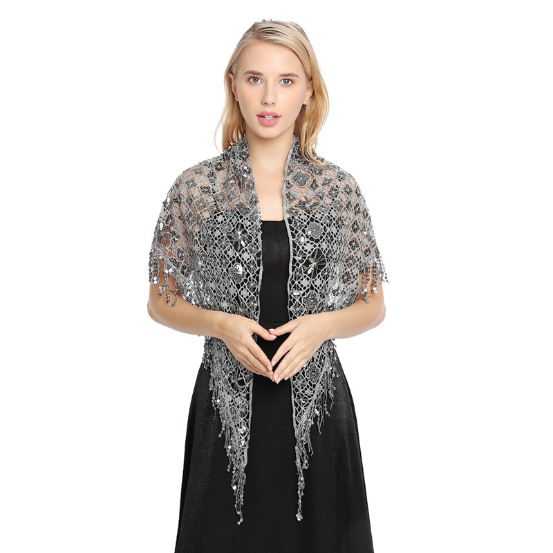 Bolero de encaje para mujer, chal con cuentas, accesorios de boda: Plata