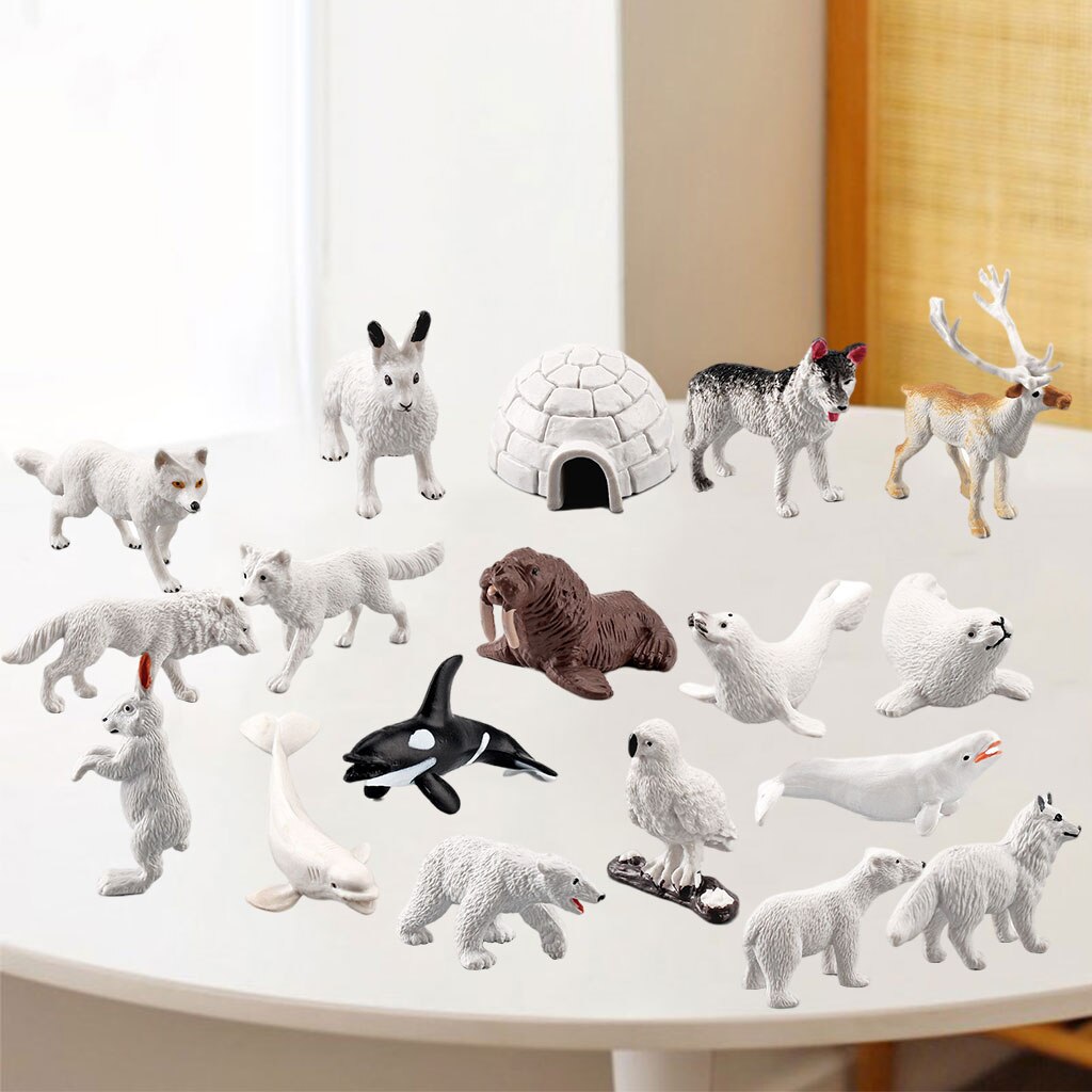 18x Realistic Mini Arctic Animals Toys Tabletop Decoration for Toddlers