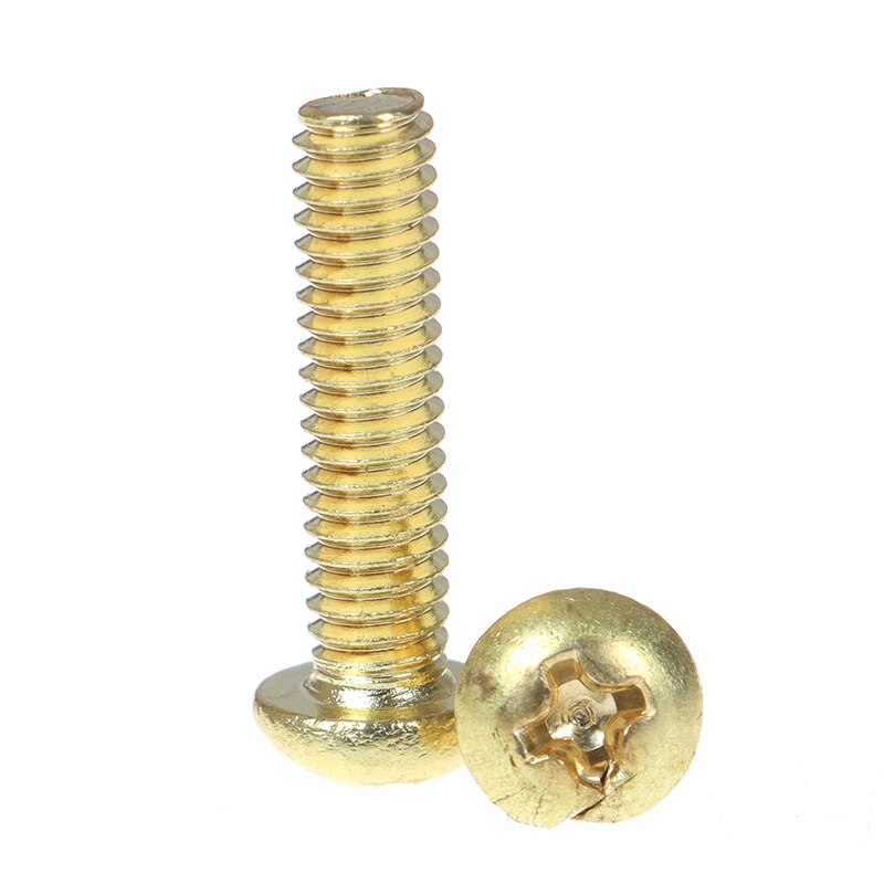 10Pcs M4 Copper Machine Screws Machine Pan Head Brass Screws