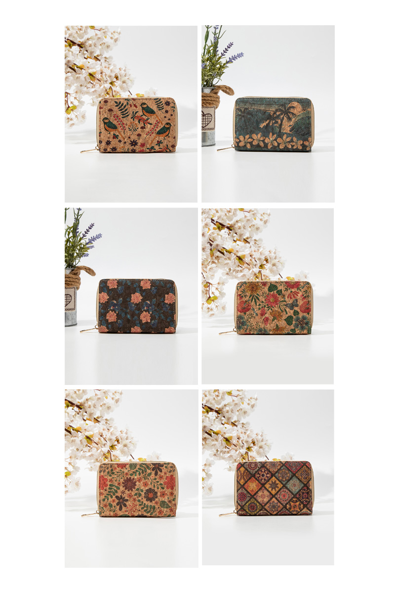 Retro Printed Women's Short Wallet Zipper Portable PU Leather Card Bag Multi functional Card Slot Women's Card Set Zero Wallet