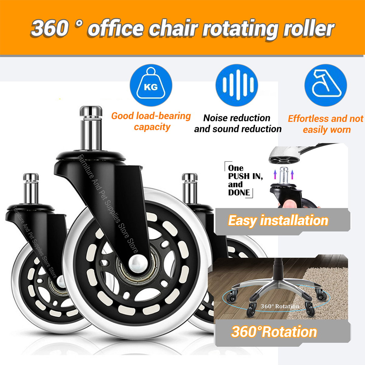 1-5Stck Universal- stumm Zauberer 50KG Rad 10mm 11mm Ersatz Bürostuhl Schwenkrollen 360 Grad Räder Möbel Hardware-