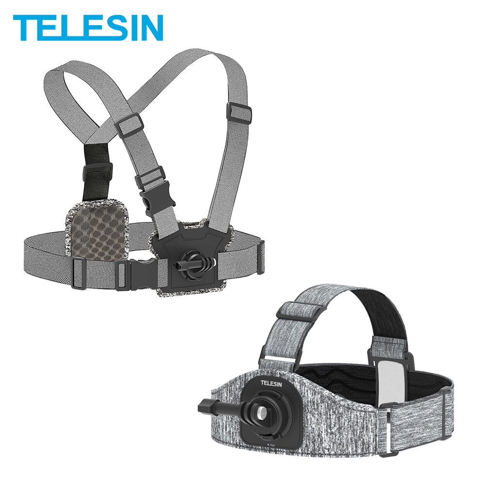 TELESIN-Arnés con correa para el pecho y la cabeza, montaje frontal y trasero, antideslizante, fuerte elasticidad, para GoPro Hero 10, 9, 8, 7, Osmo Action Insta360