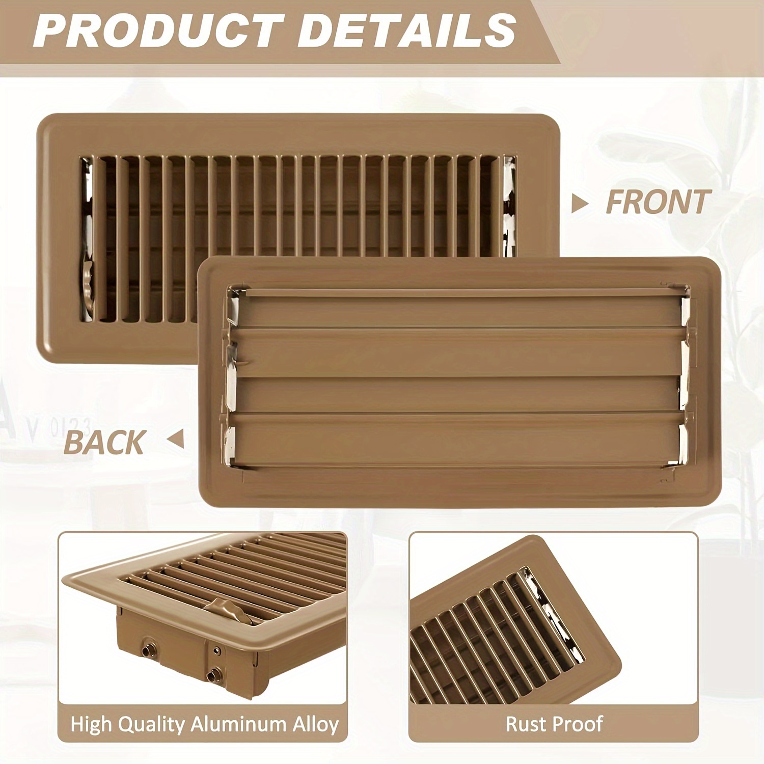 1pc 4x 10inch Floor Vent Covers, Vent Covers for Home Floor , Heavy Duty Floor Register Metal Cooling, Metal Heat Vent Covers