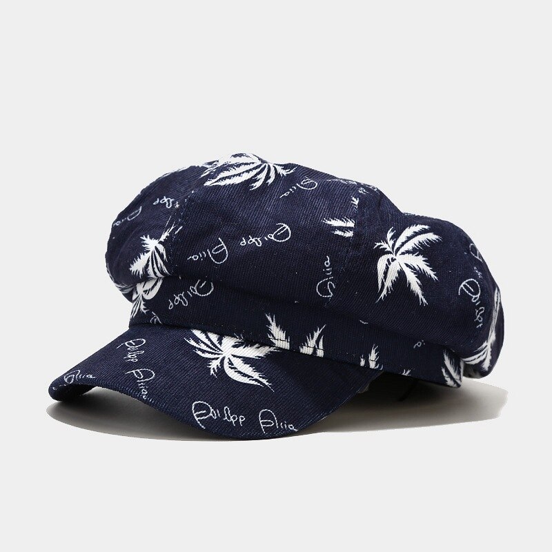 Ldslyjr-Gorra con estampado de coco para pintor, gorro de pintor informal con visera octogonal, unisex, algodón, 21 unidades