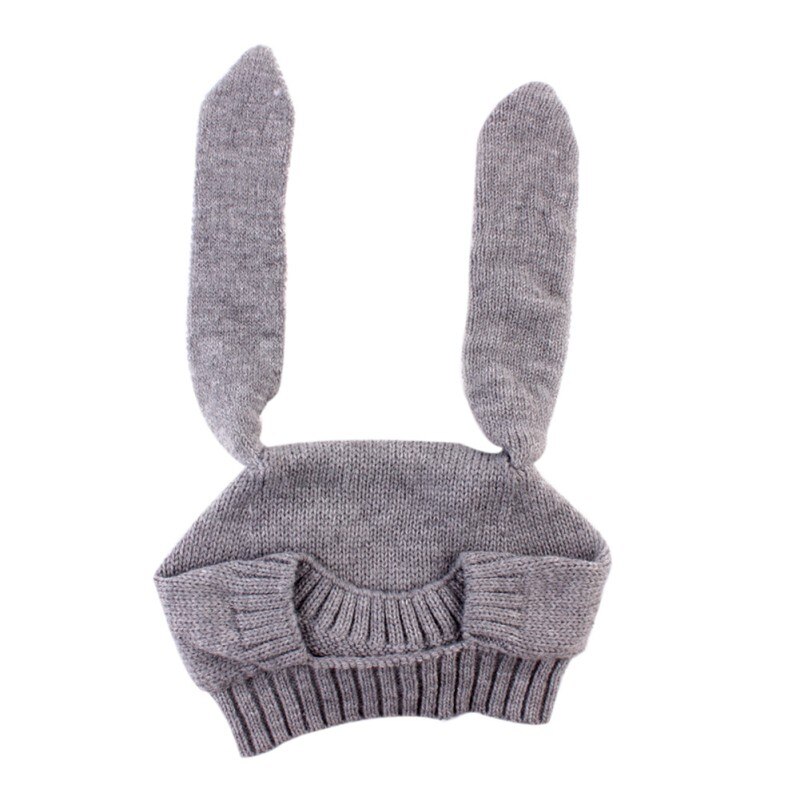 Winter Warm Toddler Infant Knitted Baby Hat Adorable Rabbit Long Ear Hat Baby Bunny Beanie Cap Photo Props: Gray