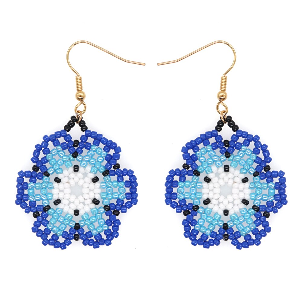 Go2Boho Jewelry Dangle Earrings Color Gradient Miyuki Seed Beads Woven Daisy Flower Earrings for Women Earings 2022: MG-E210061C