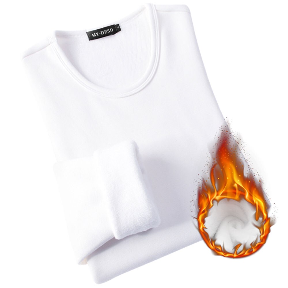 Vrouwen Winter Slim Fit T-shirt Lady Dikke Thermische T-shirts Warme Fluwelen T Shirts Vrouwen Lang Ondergoed Plus size Tops 4XL: 4XL / O-White