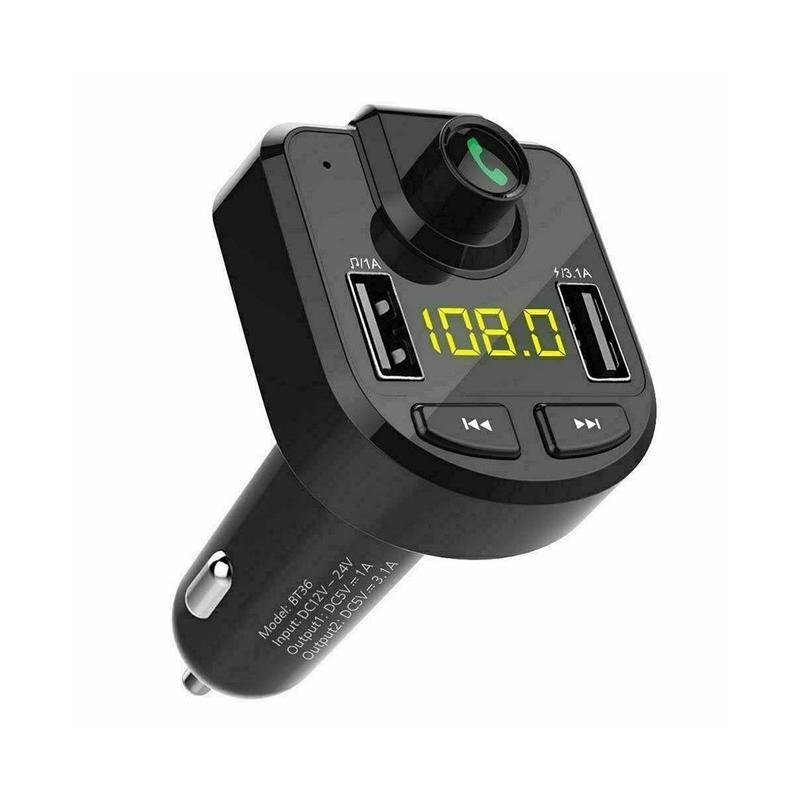 Adaptateur de chargeur USB double USB Bluetooth | Kit de lecteur Mp3 mains libres, transmetteur Fm, Support de carte TF disque U QC2.0 3.1A: C