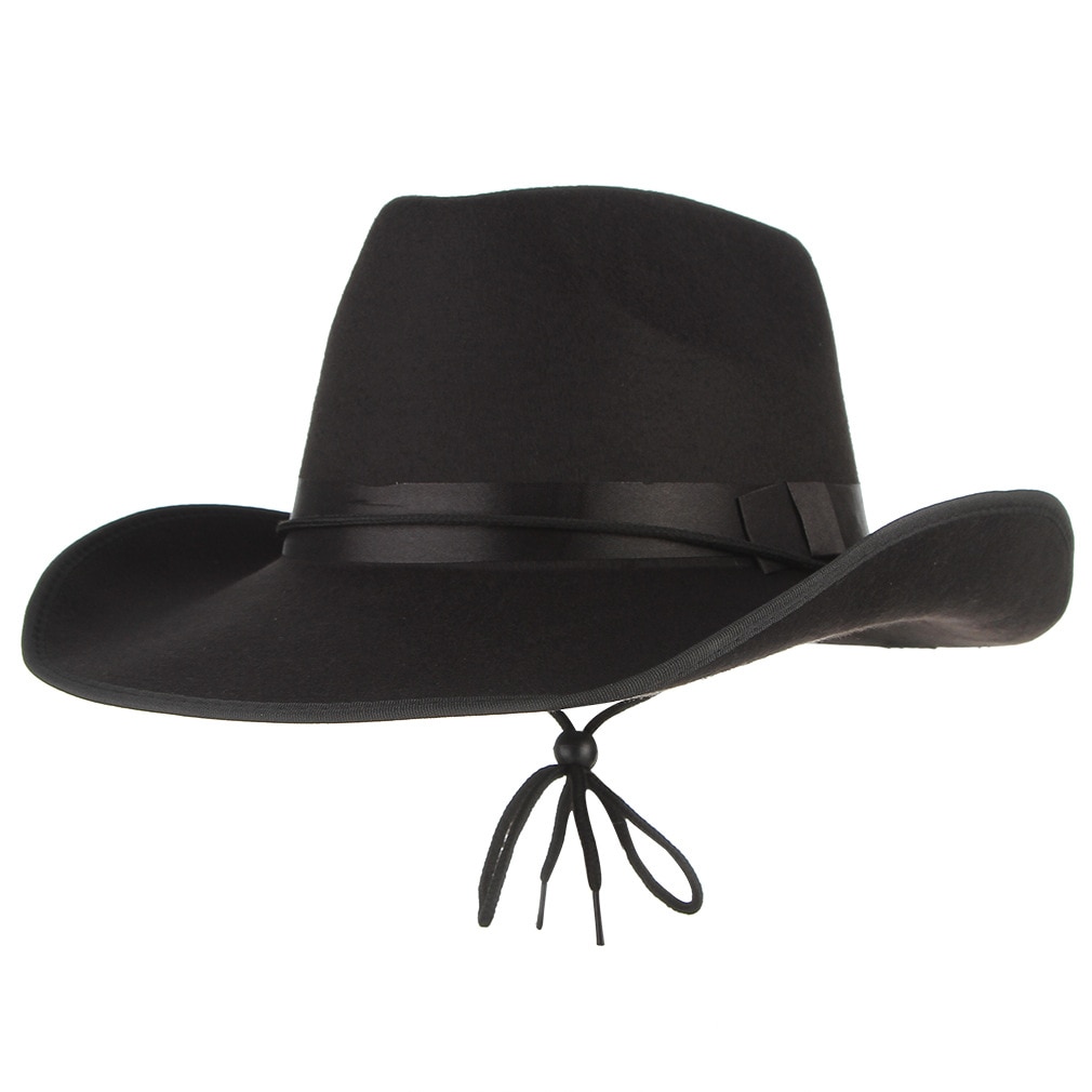 Men's Western Cowboy Hat Adult Male Pure Color Casual Cap Outdoor Leisure All-match Travel Crimping Caps H7185