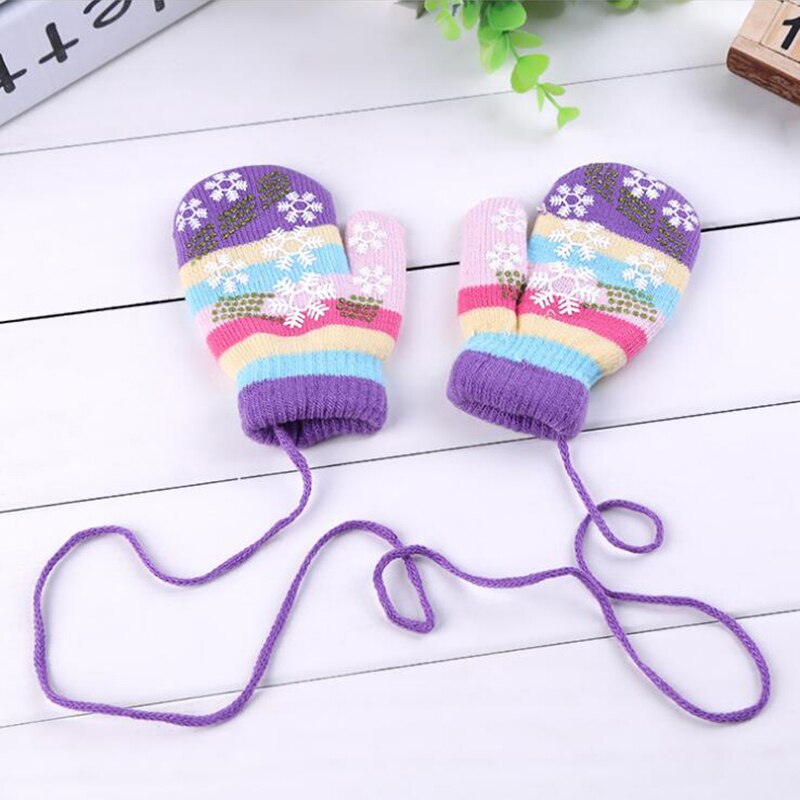 Kinderen Handschoenen Herfst Winter Kinderen Warme Handschoenen Jongens Meisjes Zachte Wanten Snowflake Streep Producten Baby Accessoires Handschoenen