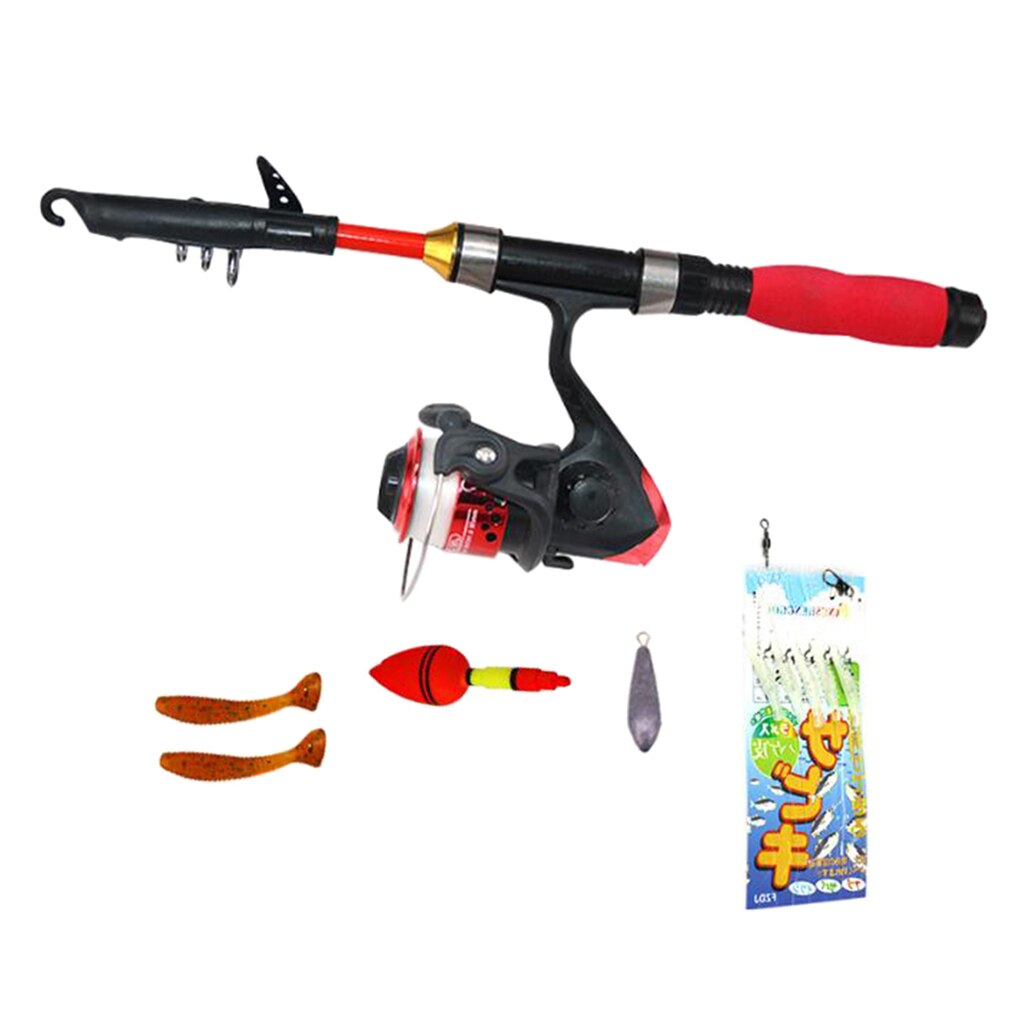 Ice Fishing Rod Reel Combo Complete Kits with Line Lures Floats lead Weights Winter Fishing Tackles Tools: White