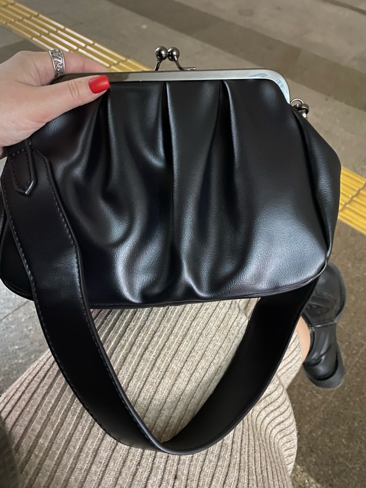 Bolso de hombro Vintage para mujer, bandolera de piel sintética con cierre de cerrojo, para teléfono móvil: Negro