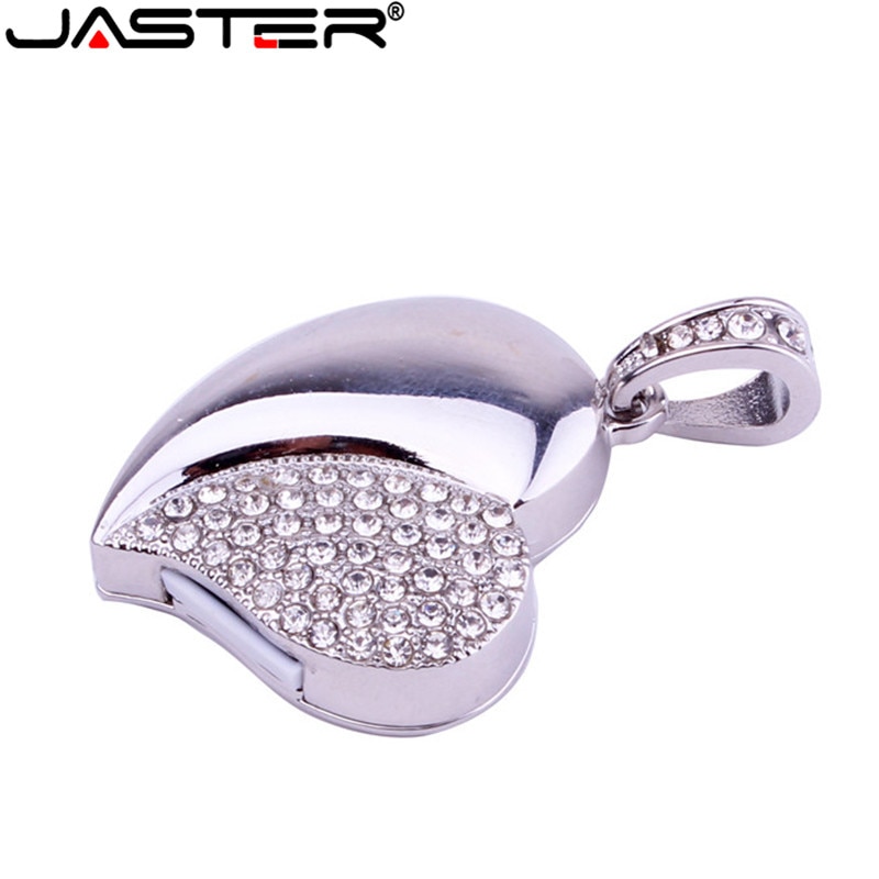 Jaster Crystal Diamond Liefde Hart Usb Flash Drive Memory Stick Harten Met Ketting Pendrive 4Gb 8Gb 16Gb 32Gb
