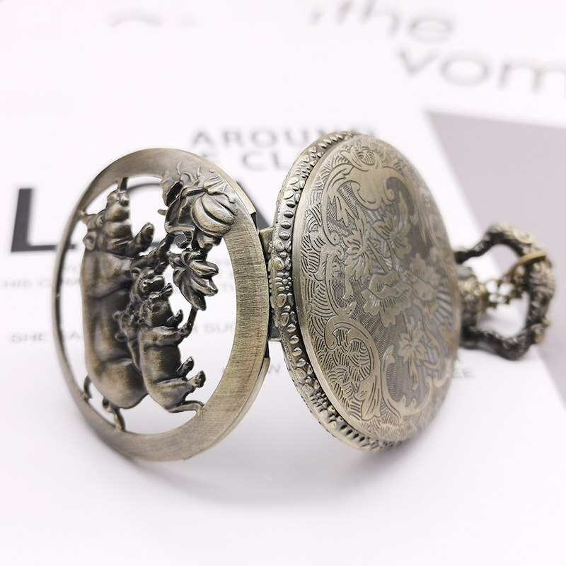 Top Brand Chinese Zodiac Pig Quartz Pocket Watch Necklace Pendant Carving Back for Women Men CF1085