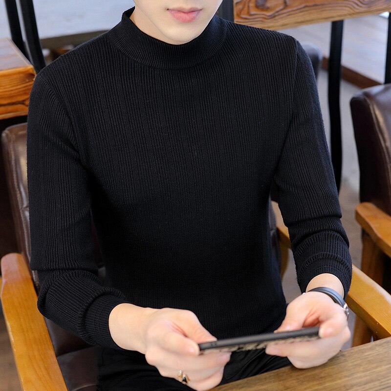 Pull homme efterår vinter rullekravetrøjer mænd slim fit pullover mænd hold varmen herre striktrøje afslappet sueter hombre