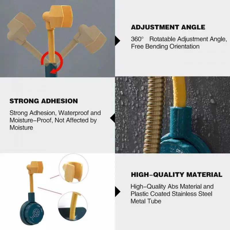 Staffa per doccia regolabile universale senza punzonatura a 360 ° supporto per soffione doccia per bagno ugello doccia base fissa supporto per doccia creativo