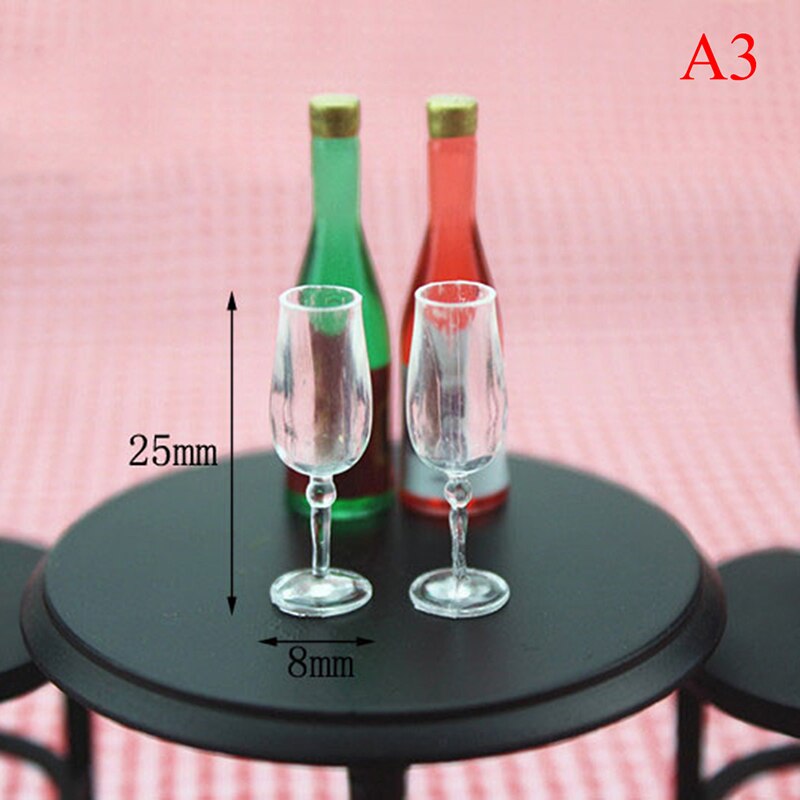 4 Uds 1/12 Mini taza transparente de resina simulación de muebles modelo juguetes para decoración de casa de muñecas accesorios en miniatura: Verde