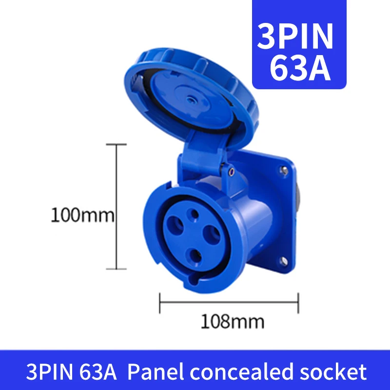 63A Industrial Plug and Socket 3P/4P/5Pin Electrical Connector IP67 Wall Mounted Socket Male&Female Plug: Lavender