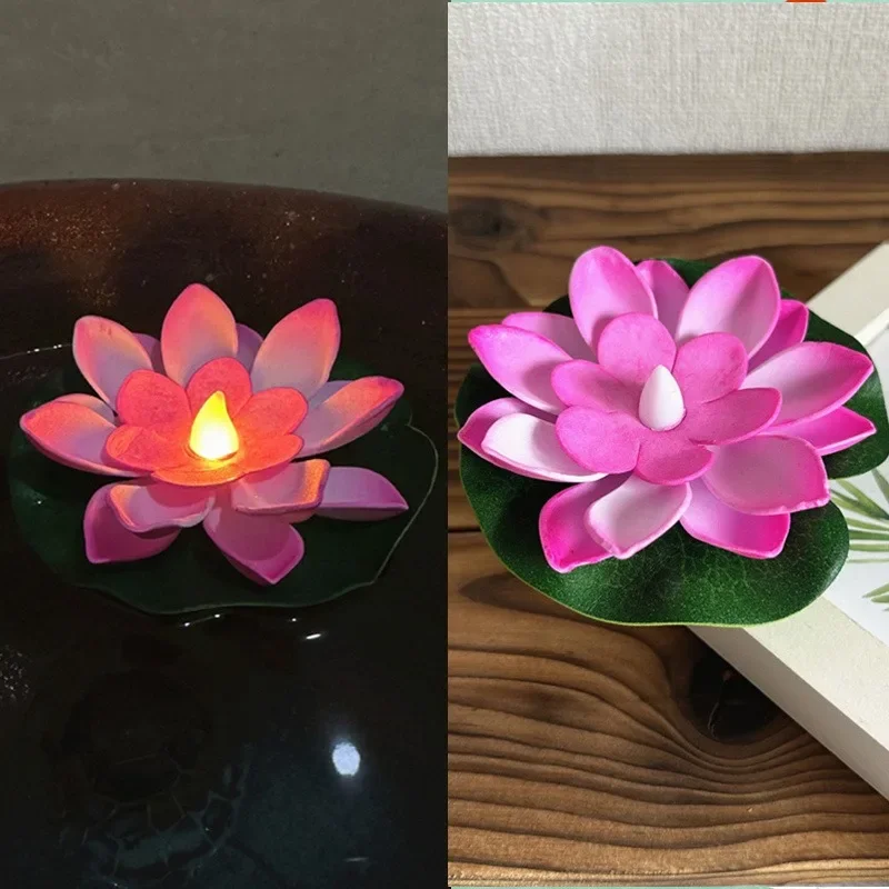 LED Lotus Nachtlampje Drijvende Watersensor Bloemlampen Tuin Aquarium Decor Feestelijke Feestaccessoires Wens Lotuslicht