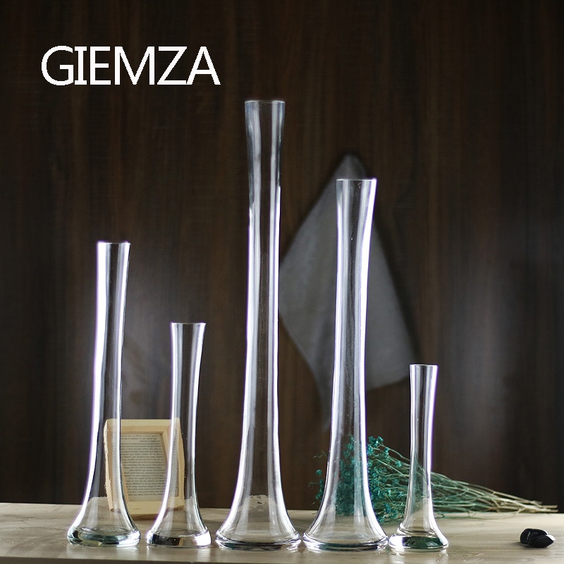 Giemza glas høj vase gennemsigtig hydroponisk luftplante 1pc cylinder rør rundt høje blomstervaser rent værktøj til hjemmet