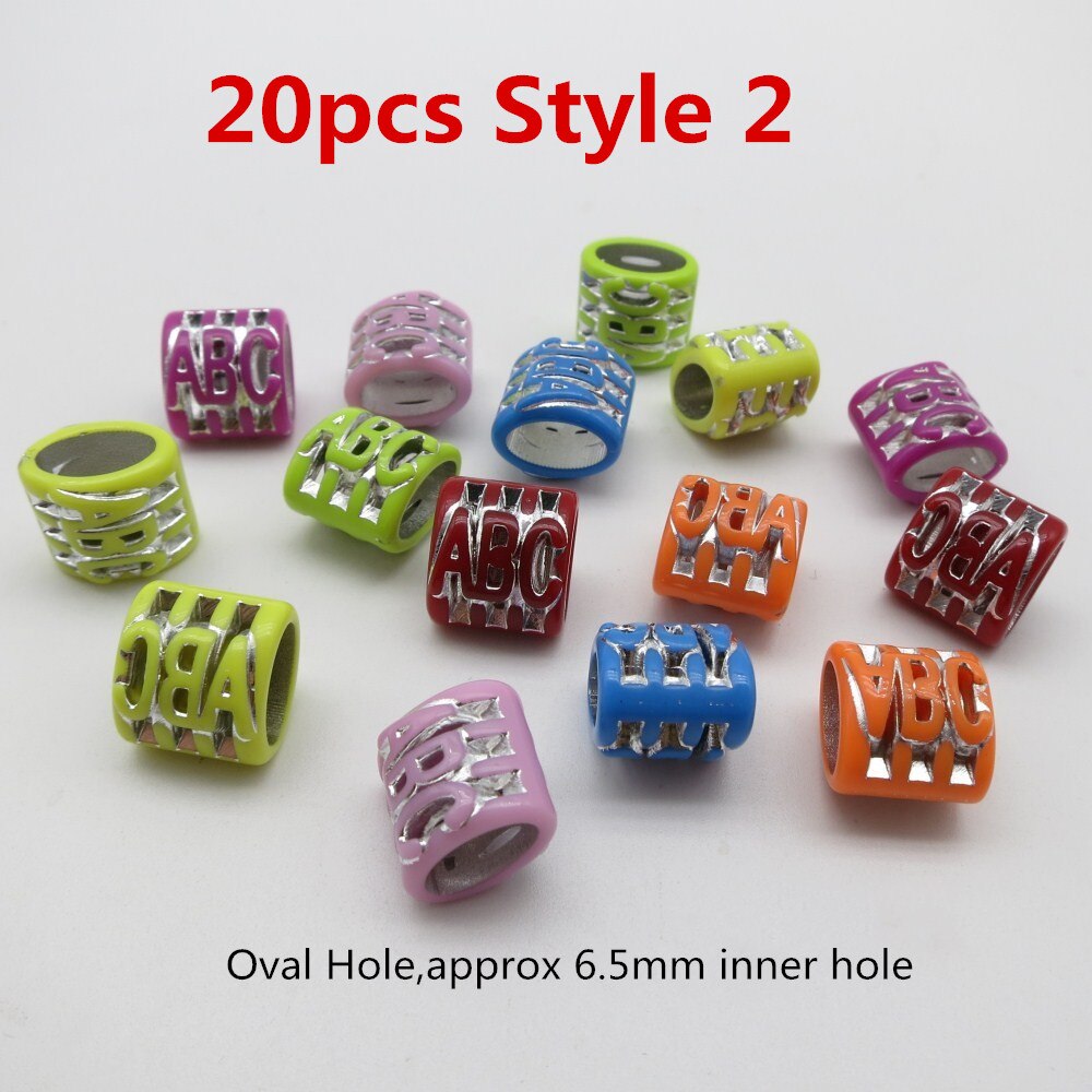 10pcs-20pcs coloured Crochet Braids hair dread dreadlock beads tube rings for Braiding Hair accessories for kids girls women: 20pcs Style 2