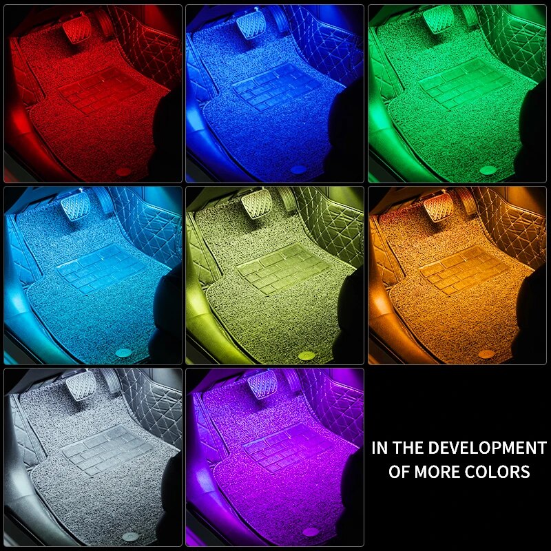 Luces ambientales universales RGB para coche, tira de luces LED, lámparas de ambiente Interior, 8 colores, decorativas, todoterreno, 4x4, SUV, accesorios para automóviles