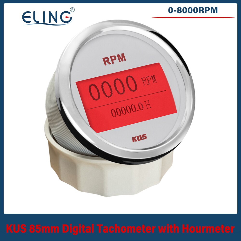 Kus 0-8000Rpm 85Mm Toerenteller Lcd Digitale Display Voor Auto Vrachtwagen Boot Tacho Gauge Met Urenteller waterdichte 12V 24V Marine