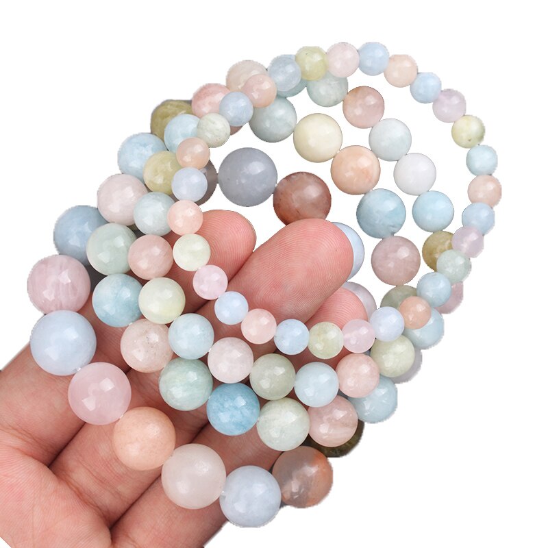 Kvinder natursten perler armbånd blandet farve morganit perle sten løse runde perler armbånd kvinder 4 6 8 10 12mm