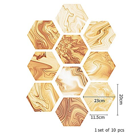 10pcs/set Imitation Marble Hexagonal Tile Stickers Bathroom Kitchen DIY Home Nonslip Floor Tiles Stickers: 5
