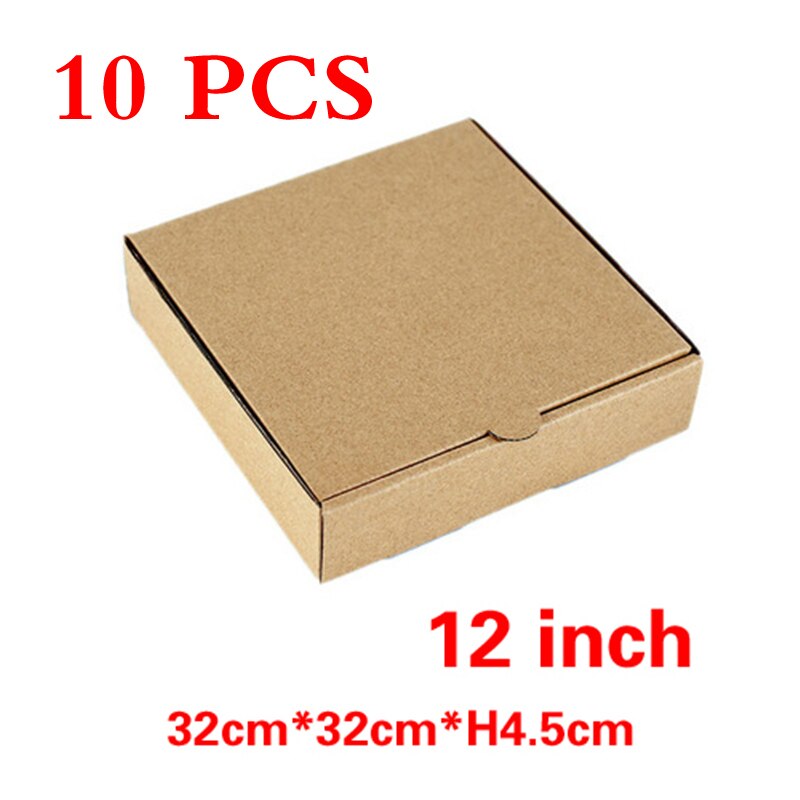 1PCS/10PCS Disposable pizza box 4-14inch pizza Carton Pizza paper box Packing Box Takeaway Kraft Square Packaging Boxes Food box: 32cm x 32cm  10 PCS