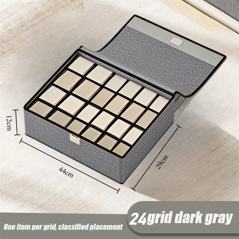 Caja organizadora de almacenamiento de ropa interior, compartimentos de almacenamiento de tela, organizador de guardarropa, caja de almacenamiento tipo cajonera plegable para el hogar: Azul oscuro