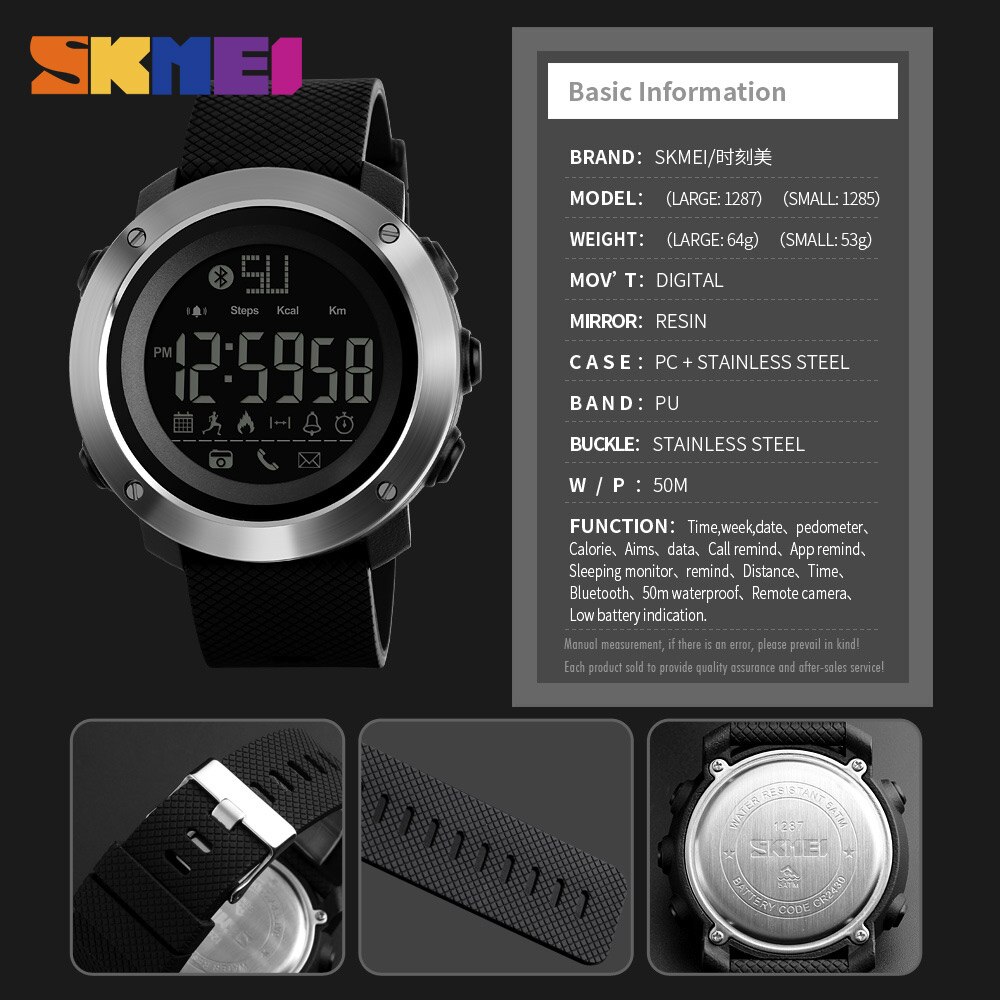 Skmei herenhorloges sport calorie-oproep herinnering bluetooth afstandsbediening camera waterdichte polsband sport polshorloge zegarki