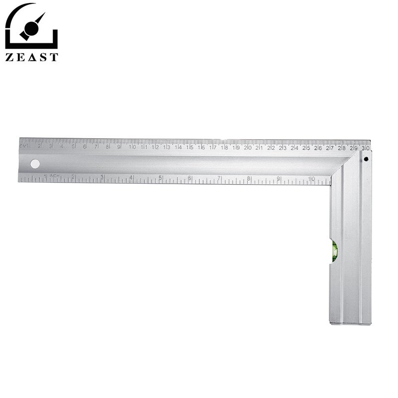 300mm 90 Degree Angle Ruler Aluminum Alloy Square Marking Gauge Protractor Carpenter Measuring Tools British with Bubble Level