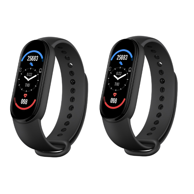 neue Band M6 Smart Uhr Armband Blutdruck Monitor Fitness Farbe Bildschirm Smartwatch Smart Uhr Stunden Für Xiaomi IOS: 2pc black