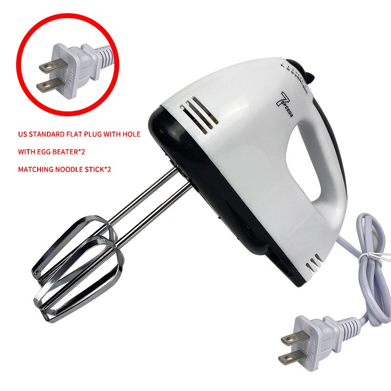 Batidores de comida eléctricos de 220V, 120W, 7 velocidades, batidores de comida para el hogar, minibatidoras, Mezclador de alimentos de huevos para pastel, batidor, herramienta de cocina: US Style 1