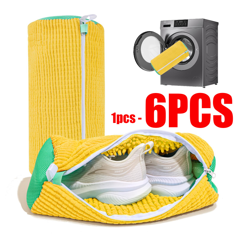 6-1pcs Washing Machine Shoe Bag for Sneakers Cleaning Slippers Washing Machine Cover Shoe Laundry Bag Soft Bristle Clean Brush