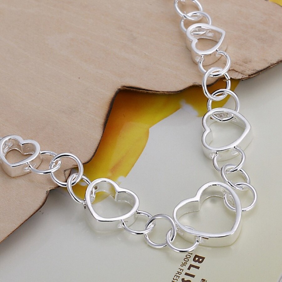 Valentinstag Silber farbe Schmuck frauen dame hochzeit charme hohl herz Armbänder fabrik preis freies H141