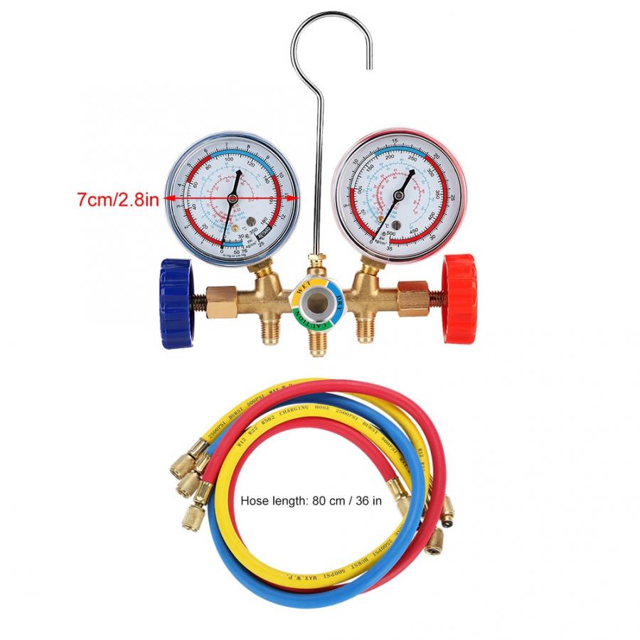 Juego de manómetro de colector automático de 500Psi, juego de manómetro de diagnóstico de CA, herramienta de aire acondicionado para refrigerante R134A R12 R22 R502 para coche