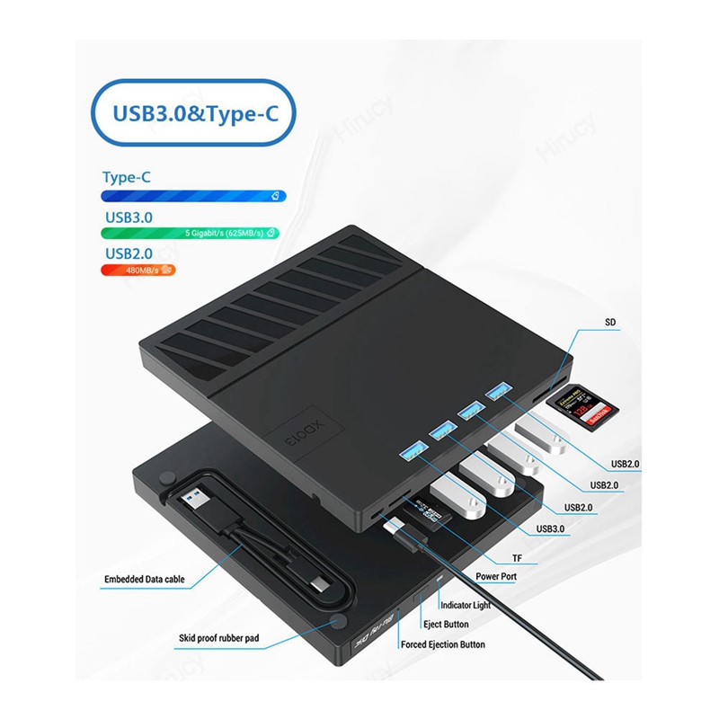 AAAEL-USB 3.0 rodzaj-C mnożenie zewnętrzny napęd optyczny Blu-promień CD/DVD/BD-//+RW odtwarzacz nagrywarka czytnik robić laptopa PC