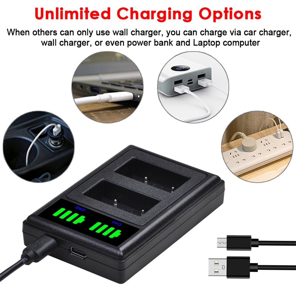 4Pcs NB-2L NB-2LH NB 2L NB2LH battery + LED Dual USB Charger Type C for Canon EOS 400D S80 S70 S50 S60 350D G7 G9 Rebel XT XTi