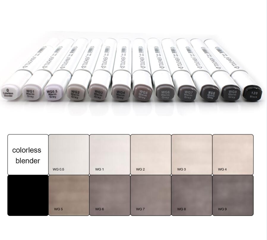 Touchnew Marker Pen 6/12/30 Colors Grey Colors Art Markers Double-Tip Sketch Markers Alcohol Based Ink Tones Art Supplies: 12 Warm Grey Style