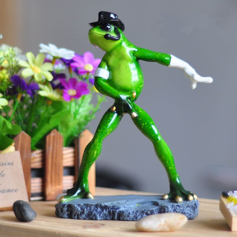 Modern Home Decoration Accessories Bizarre Dancing Frog Ornaments Statue Sculpture Resin Funny Frog Statue Home Decoration